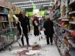 The scene of the protest in Asda