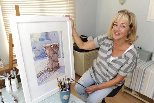 Barbara Jones likes to create coastal-themed artwork. This is Rusty Chains, which was shortlisted for an Artists & Illustrators award this year. Picture: Ian Hargreaves