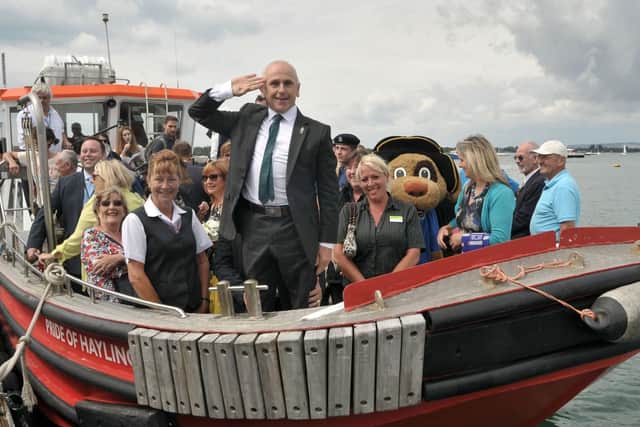 Celebrity dancer Wayne Sleep on board the Hayling Ferry, on the day it was re-launched in 2016. Picture: Mick Young