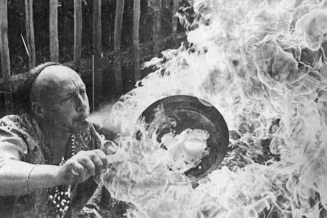 Raymond Hek, from Hayling Island, fires up.