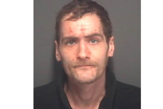 Adam Foster, 35, of no fixed abode, was jailed for seven years for the supply of class A drugs following a drug raid in Gosport. Picture: Hampshire police