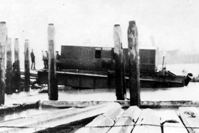 Railway carriage possibly after the troopship HMS Crocodile rammed the viaduct in 1891. Picture: Barry Cox collection