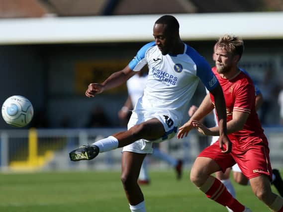 Nicke Kabamba was at the double for the Hawks at Harrogate. Picture: Chris Moorhouse