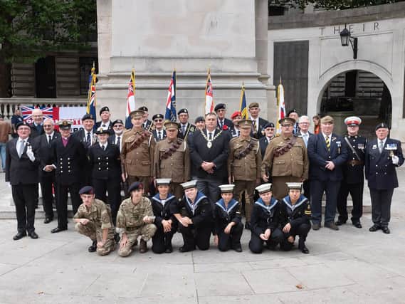 The Deputy Lord Mayor with cadets, British Legion, veterans and reenactors.

Picture: Keith Woodland