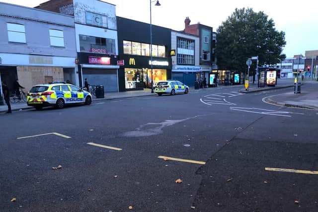 Police in attendance at McDonald's in Commercial Road