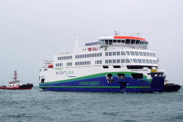 NOW: Looking more like a mini-liner, the new Isle of Wight ferry Victoria of Wight approaches Portsmouth Harbour. Picture: Tony Weaver