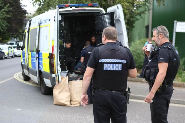 Police dealing with 32 suspected illegal immigrants found in lorry in Quartremaine Road, Portsmouth. Picture : Habibur Rahman