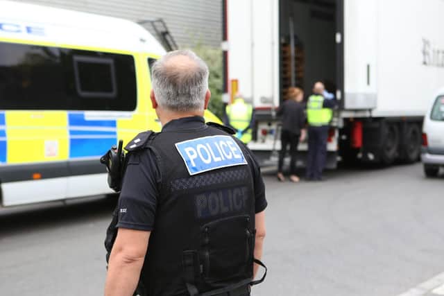 Police dealing with 32 suspected illegal immigrants found in lorry in Quartremaine Road, Portsmouth. Picture: Habibur Rahman