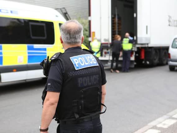 Police dealing with 32 suspected illegal immigrants found in lorry in Quartremaine Road, Portsmouth. Picture: Habibur Rahman