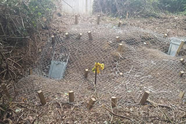 Wire mesh and metal doors over the badger setts in Rowner Road, Gosport. Picture: Sharon Smith