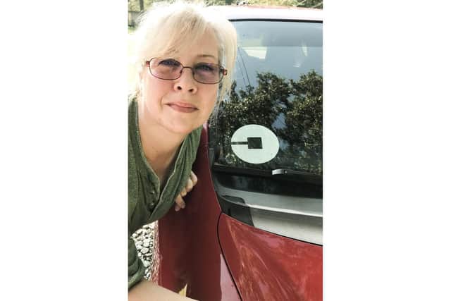Uber driver Bonnie Ginter, 51, of Florida, who has thanked HMS Queen Elizabeth sailors who helped to repair her car
