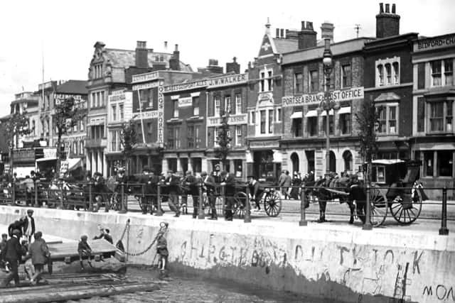 A detailed look at The Hard, Portsea, in Edwardian times showing that graffiti is not a modern problem. Picture: Barry Cox