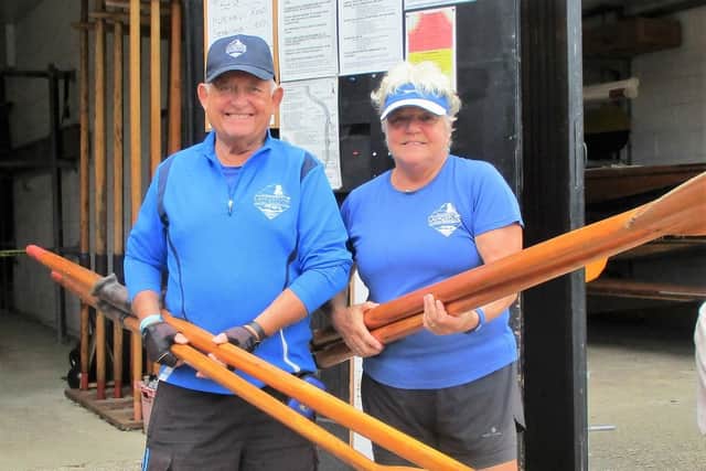 Ron Williams alongside his wife at the Langstone Cutters Rowing Club