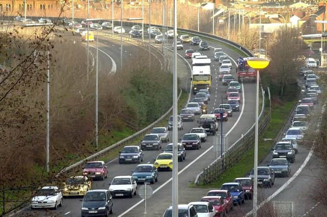 Heavy traffic on the M275 into Portsmouth