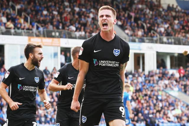 Oli Hawkins opened the scoring for Pompey in the second half with his first goal of the season Picture: Joe Pepler