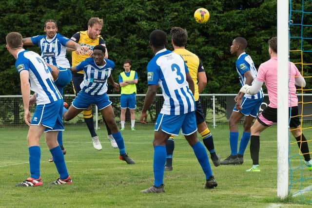 Sam Pearce scored a late leveller for Moneyfields. Picture: Keith Woodland