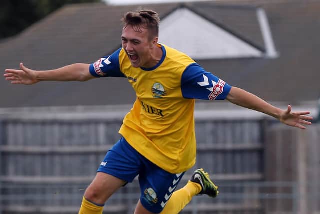 Gosport Borough striker Ryan Pennery scored the only goal of the game at Harrow. Picture: Chris Moorhouse