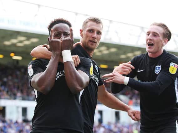 Jamal Lowe celebrates after scoring against Peterborough United. Picture: Joe Pepler/Digital South