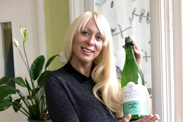 Wendy Budd with The Mighty Bucha, her own brand of herbal drink, kombucha