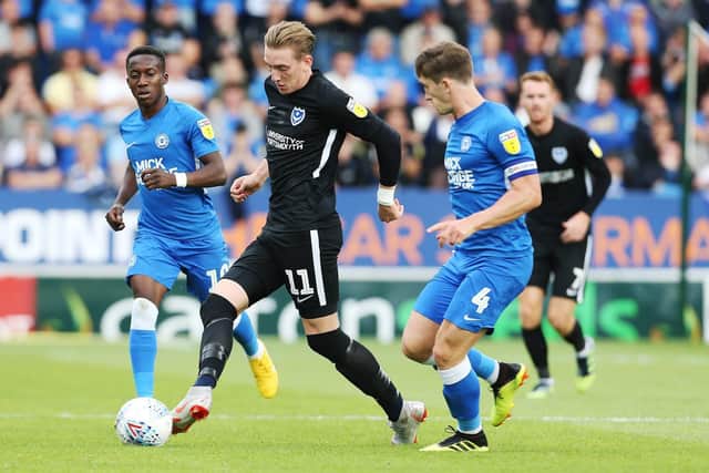 Ronan Curtis troubles Peterborough defenders in Saturday's 2-1 victory. Picture: Joe Pepler
