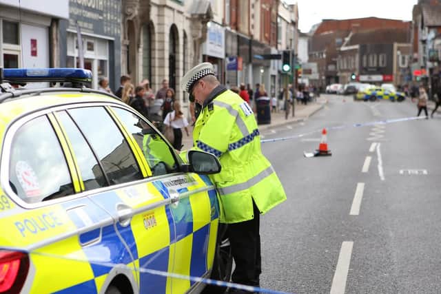Police at scene of incident on London Road, North End. Picture: Habibur Rahman