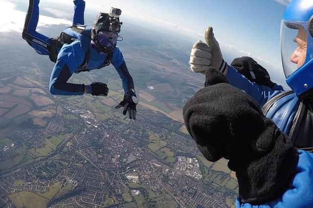 Sarah King in mid air