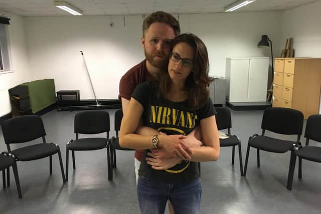 In rehearsal for Constellations, by Bench Theatre