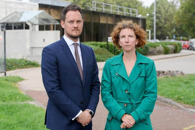 Portsmouth South MP Stephen Morgan and shadow treasury minister Anneliese Dodds visited HMRC workers in Portsmouth, pictured outside Lynx House in Cosham Picture: Sarah Standing (180724-5641)