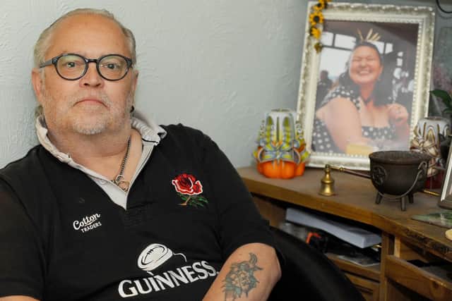 Alan Vickers with a photo of his late wife Sally