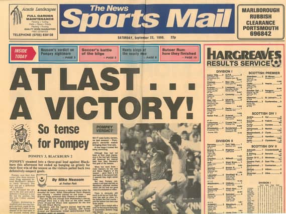 The front page of the Sports Mail on Saturday, September 22, 1990.