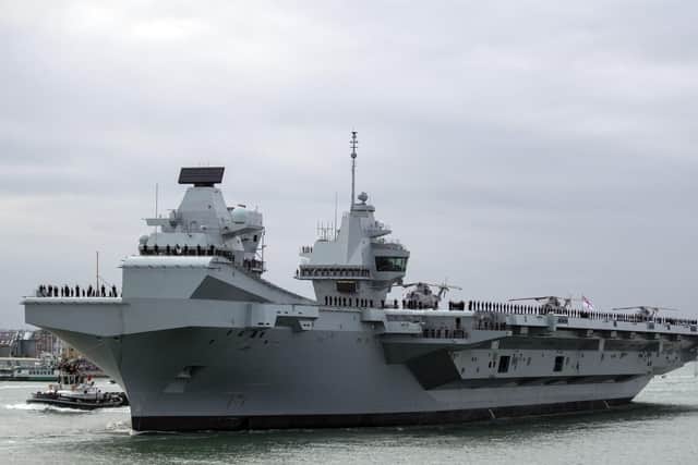 HMS Queen Elizabeth leaving Portsmouth Harbour