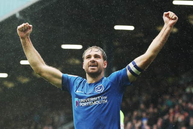 Brett Pitman celebrates his goal against Wycombe. Picture: Joe Pepler