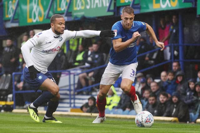 Lee Brown in action for Pompey against Wycombe. Picture: Joe Pepler