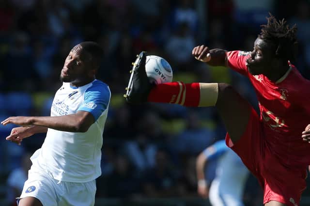 Nicke Kabamba was lively against Ebbsfleet for brave Hawks. Picture: Chris Moorhouse