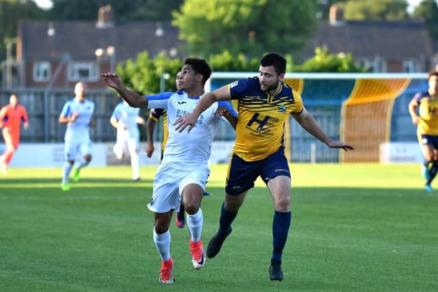 Aaron Cosgrave scored on his Hawks debut at Ebbsfleet on Saturday Picture: Neil Marshall