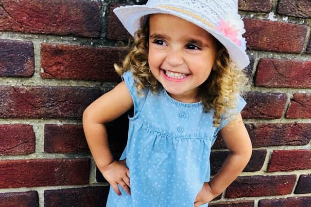 Maya Guinoubi, now three, was born with a very rare condition called Tracheoesophageal Fistula & Oesophageal Atresia