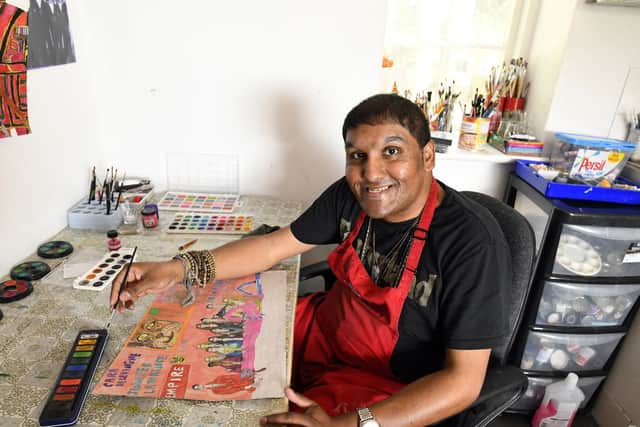 Rakibul Chowdhury working on his latest artwork