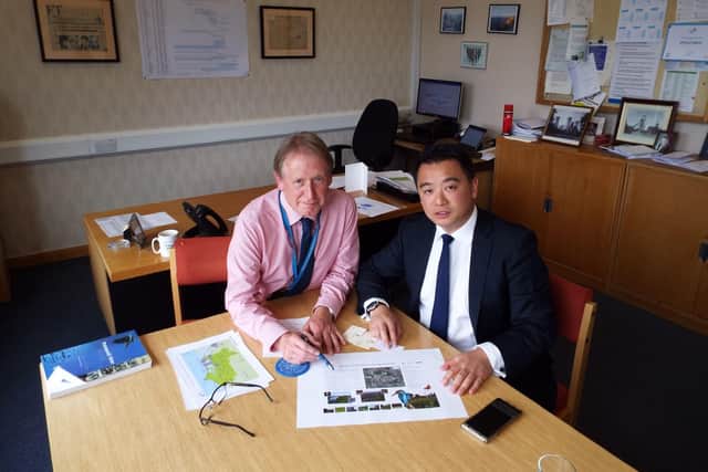 Portsmouth Water's managing director Neville Smith, left, met with Havant MP Alan Mak to discuss the plans.