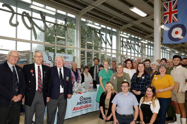 The Fareham branch of the Royal Air Forces Association join staff at Fareham Tesco for their Wings Appeal                                  Picture: Chris Moorhouse