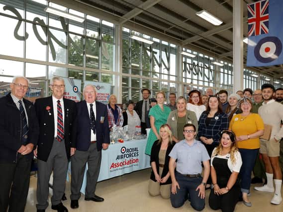 The Fareham branch of the Royal Air Forces Association join staff at Fareham Tesco for their Wings Appeal                                  Picture: Chris Moorhouse