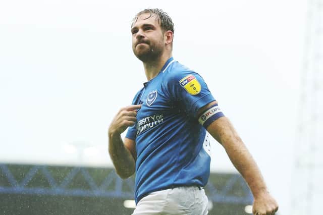 Brett Pitman is poised to mark his 50th Pompey game on Saturday. Picture: Joe Pepler