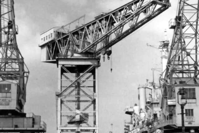 The massive landmark 250-ton hammerhead crane erected in 1914. It could be seen from miles around.