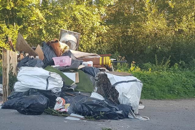 Fly-tipping in Pigeon House Lane, Southwick, which has sparked anger from residents. Photo: Samantha Mills
