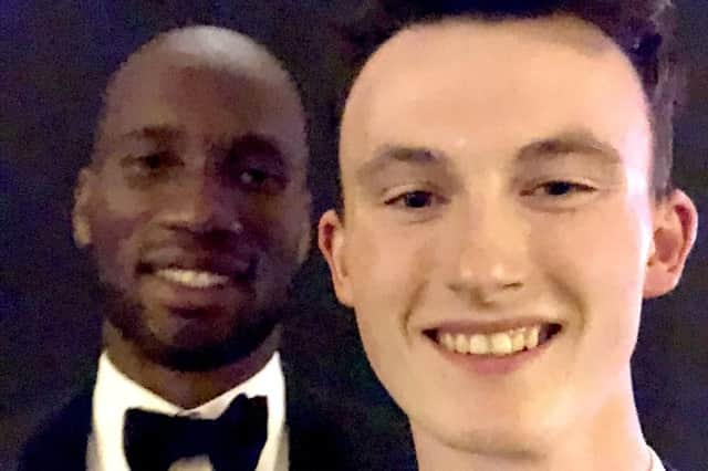Niall Moran, right, with former Chelsea star Didier Drogba at The Best Fifa Awards 2018 on Monday night. Picture: Niall Moran