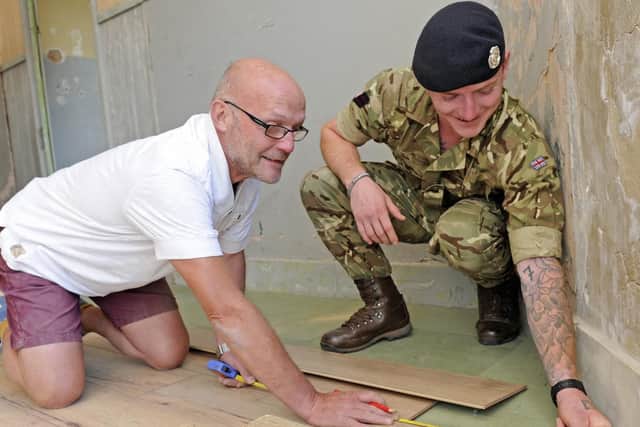 From left - veteran Neil Paddon, from Milton, with Royal Engineer Cameron Whitcomb
Picture Ian Hargreaves (180926-1)