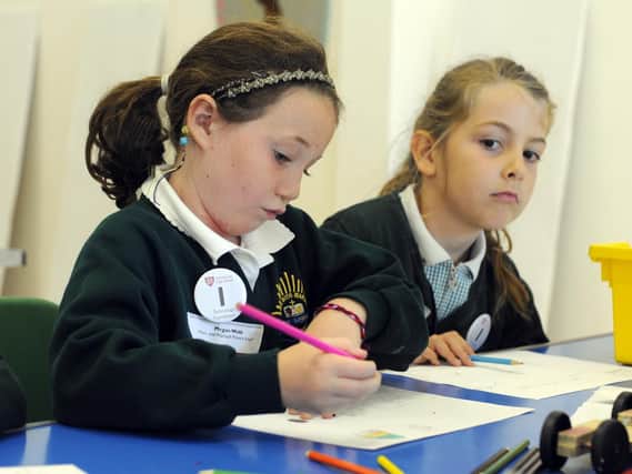 From left - Megan Webb, 8, from Hook with Warsash Primary School with her fellow school pupil Olivia Swales
