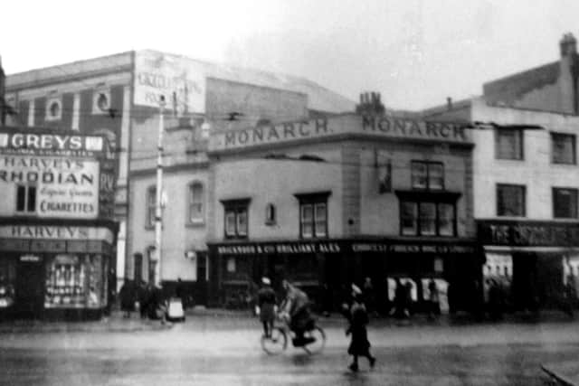 The Monarch pub on the corner of Commercial Road and Charlotte Street.