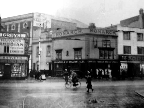 The Monarch pub on the corner of Commercial Road and Charlotte Street.
