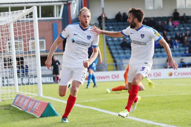 Matt Clarke celebrates goal at Rochdale. Picture: Joe Pepler