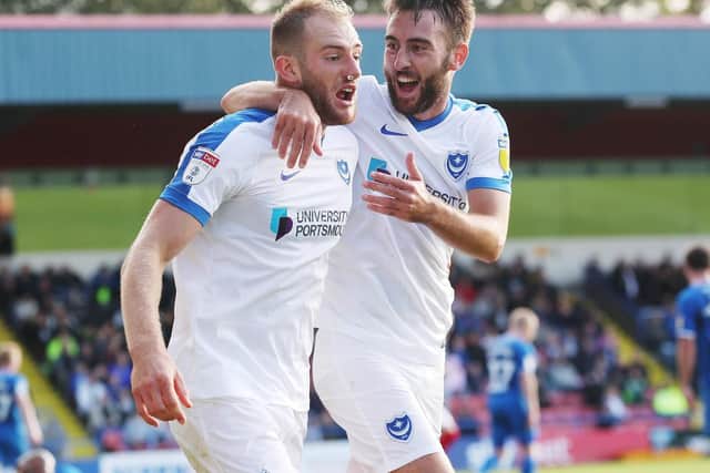 Matt Clarke celebrates his goal against Rochdale. Picture: Joe Pepler